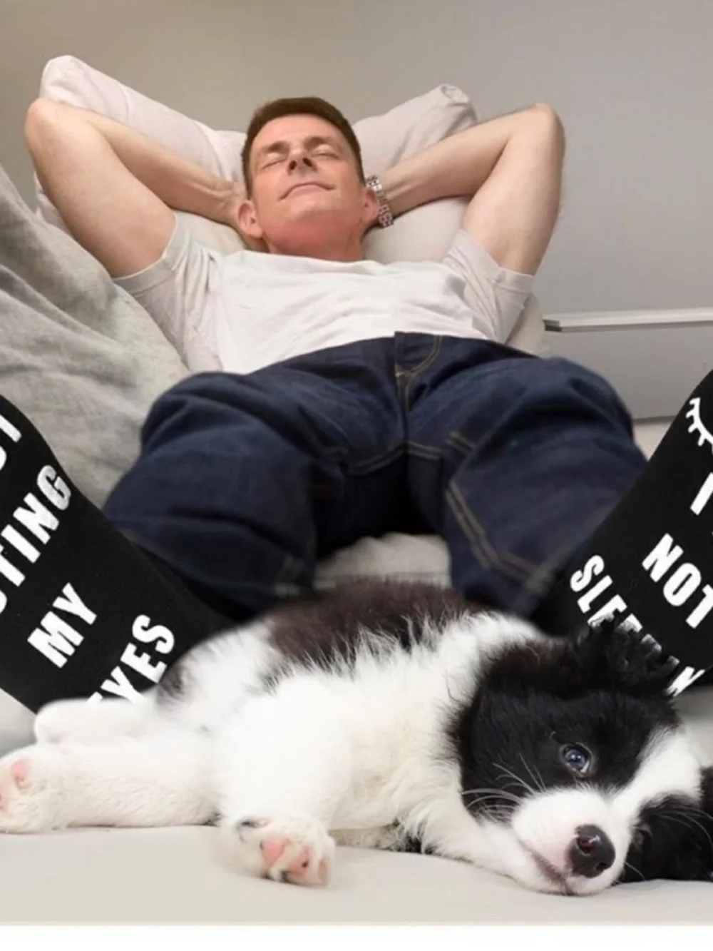 Novelty Black No-Show Socks with White Text - 